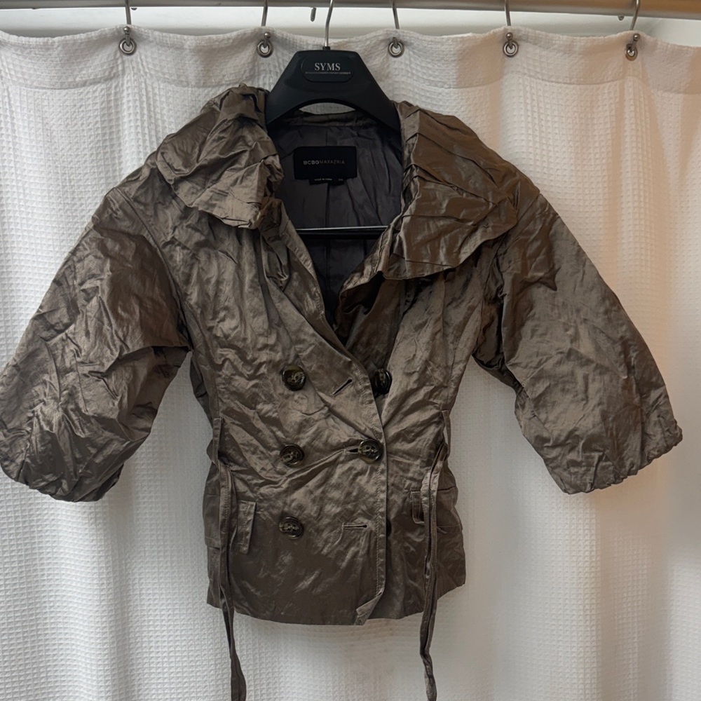 BCBGMaxAzria Shimmering Taupe Trench Coat